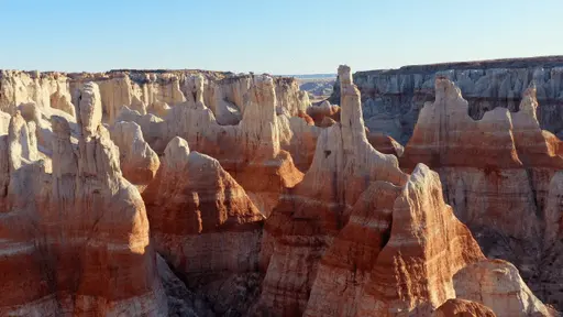 Striated rock formations in canyon