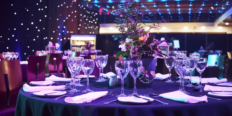 A banquet table in the Refectory