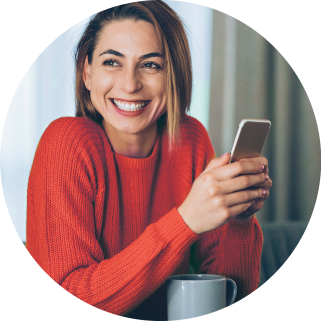 Woman smiling and using Conga Orchestrate