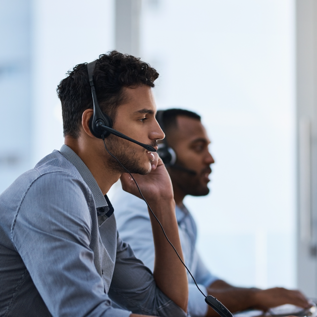 Conga professional services team member wearing headset