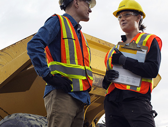 Construction workers building