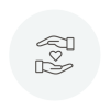 Hands holding a heart icon