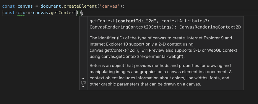 Signature help for some DOM methods