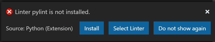 pylint not installed notification