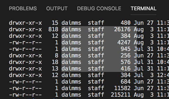 Terminal column selection