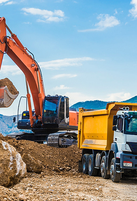 Excavator machine at work