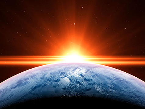 soleil brillant sur la terre