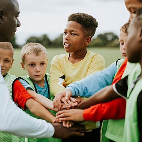 Group of children playing sports