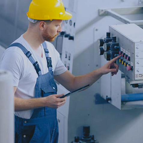 engineer operating a machine