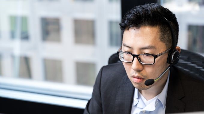 Man focusing on computer