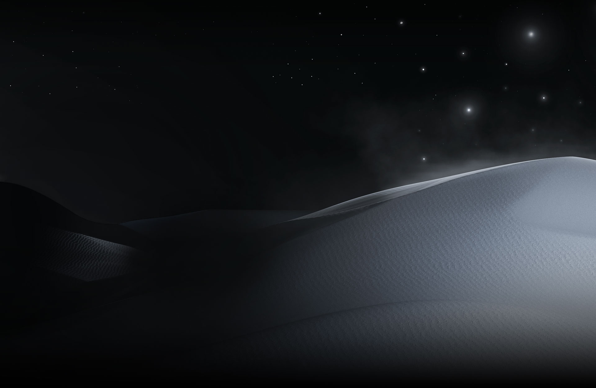 Desert landscape at night