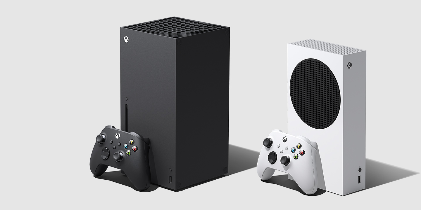 Xbox Series X and S consoles on a grey and white background