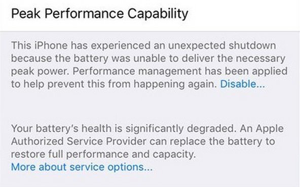 iPhone battery settings