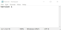 Version 1이라는 텍스트가 있는 메모장