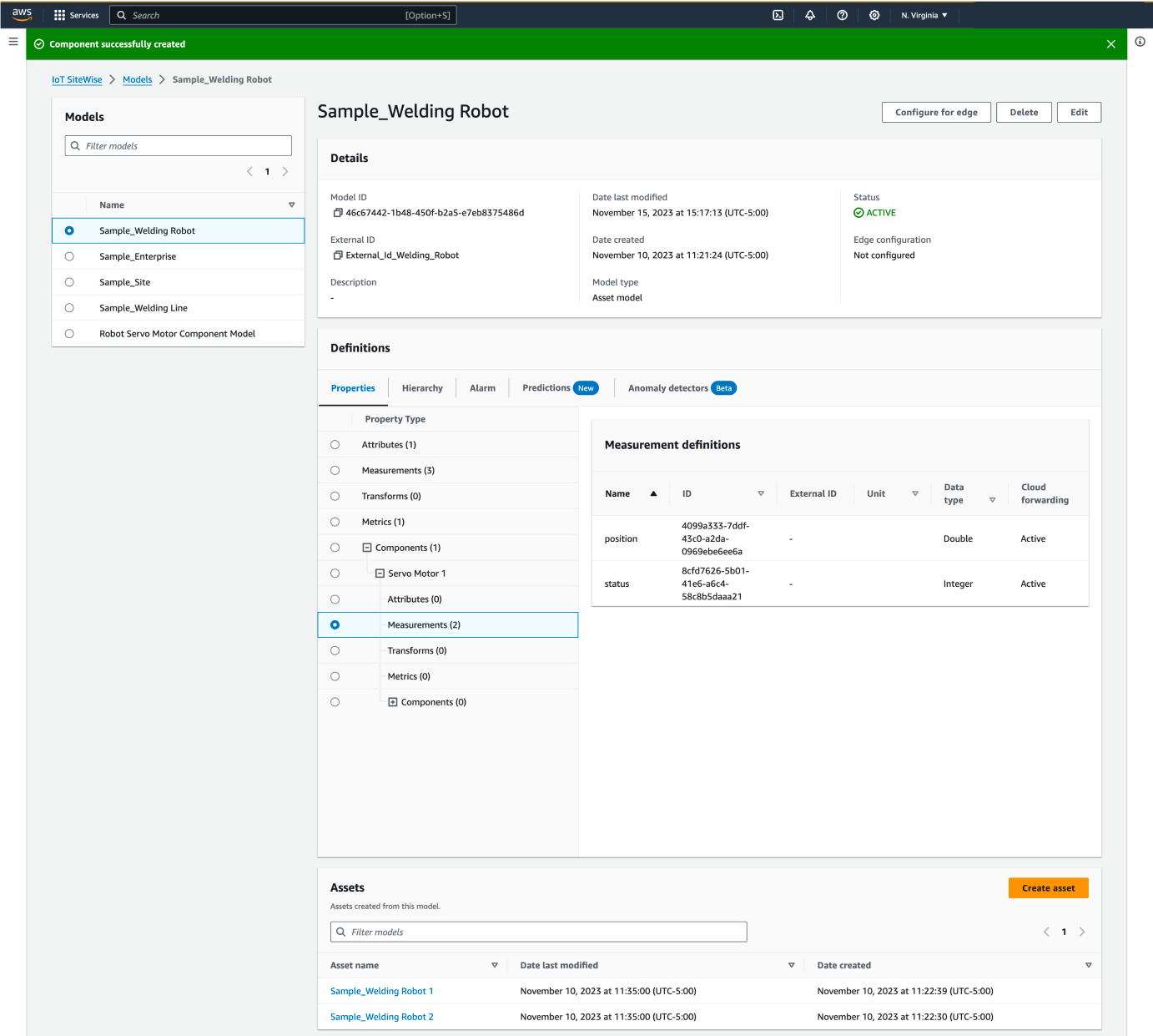 Create reusable component models to describe your assets and organize data