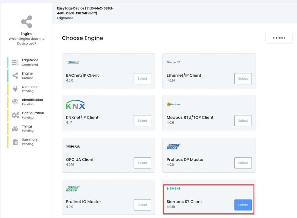 To connect to equipment using supported protocols via integration with AWS Partner Domatica, configure your devices using their EasyEdge software