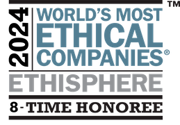 Logo World's most ethical companies version 2023 by Ethisphere. Honoree Grupo bimbo for 7 time