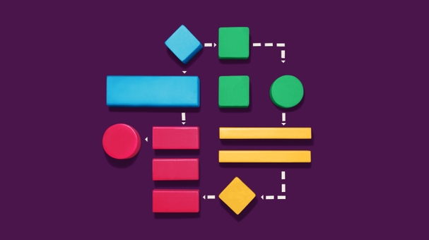 Blocks making a Slack logo representing automation