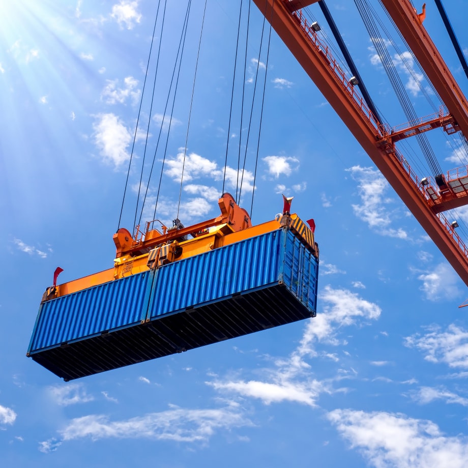 construction containers being transported