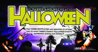 DPR halloween graphic inviting folks to come to one of dozens of events