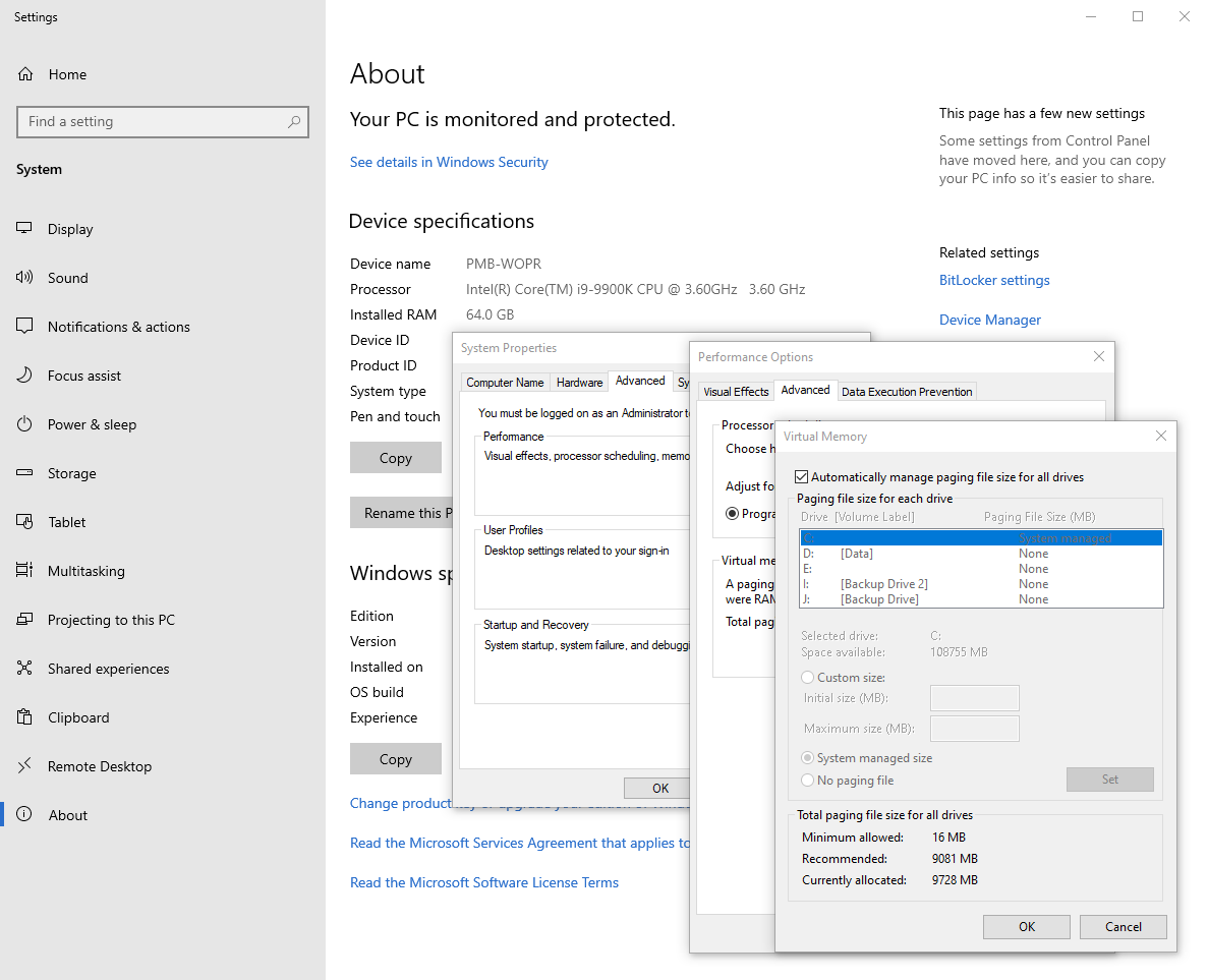 Let Windows manage the page file