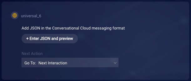 The Enter JSON and preview button on the Universal interaction