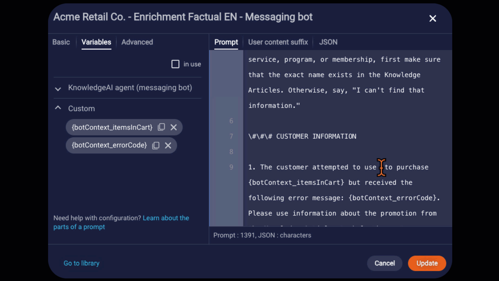 Adding a custom variable to a prompt