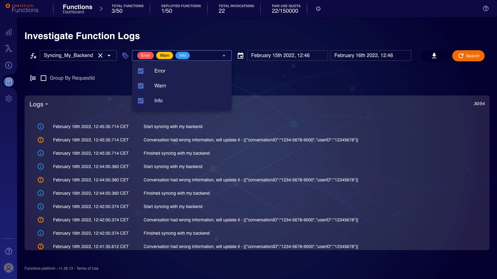 Functions: Logspage