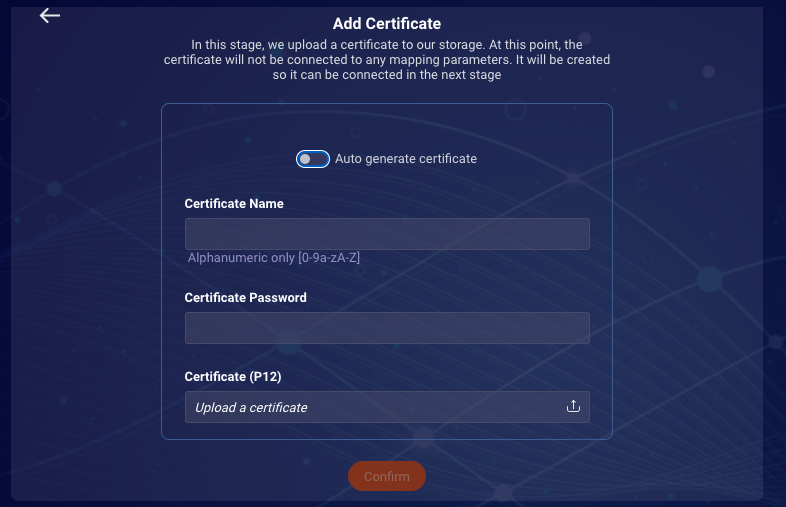 mTLS Self Service manual upload