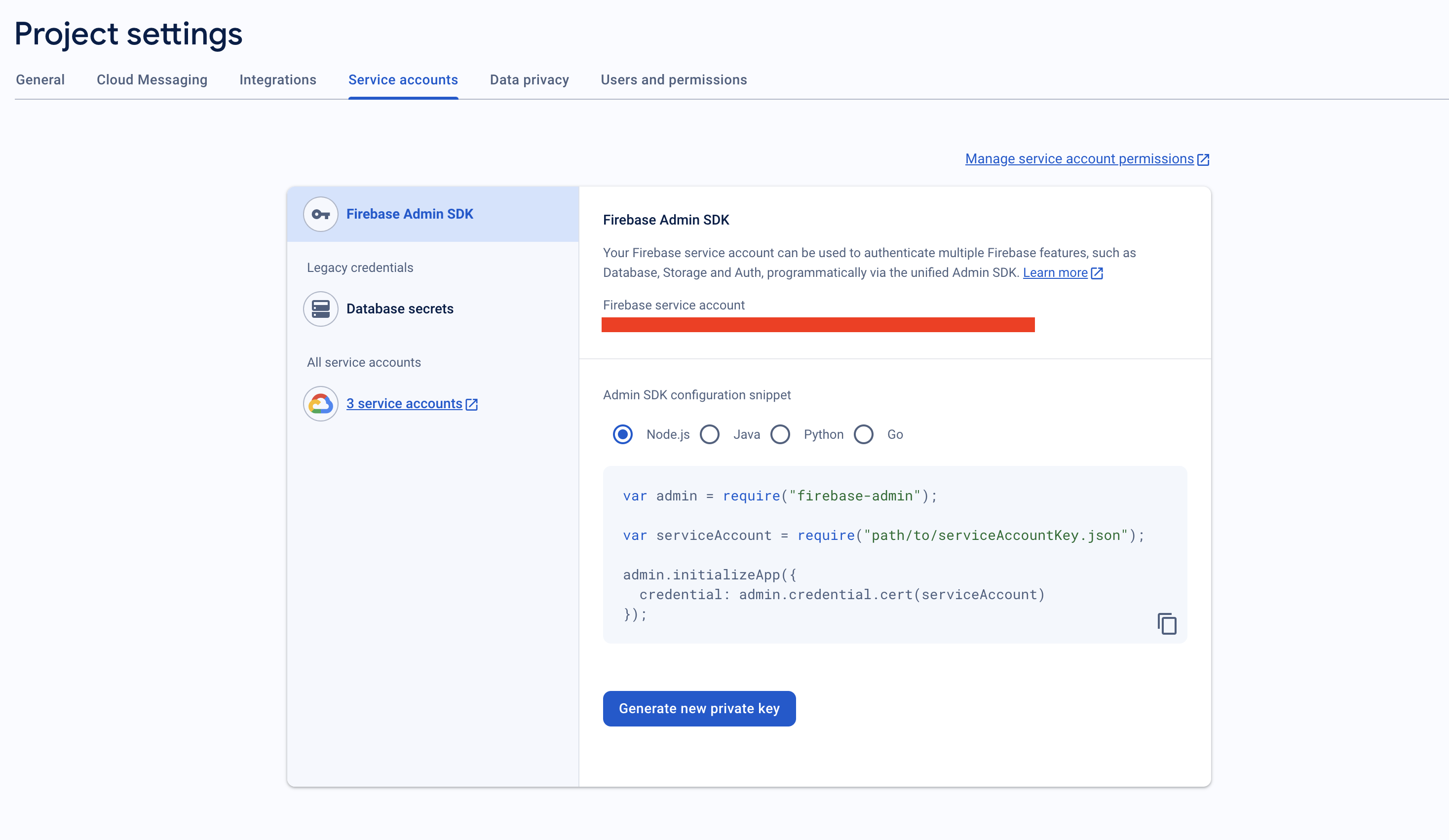 Generate Service Account JSON