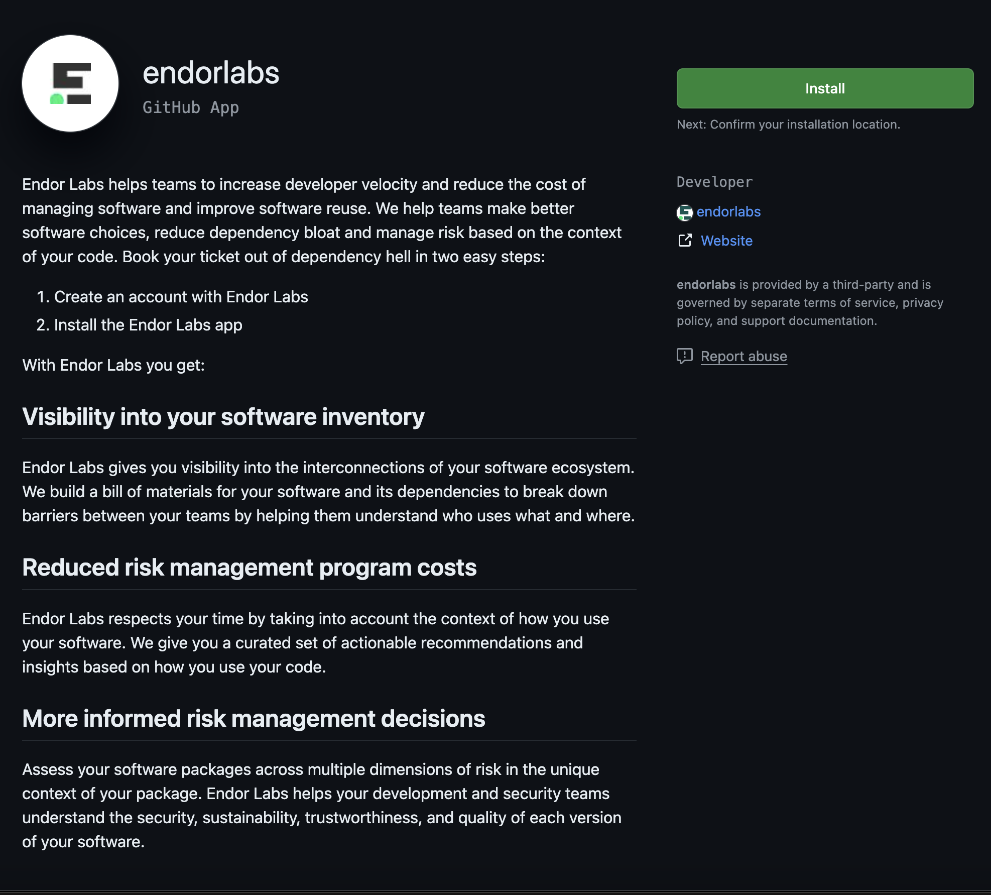 Endor Labs GitHub App