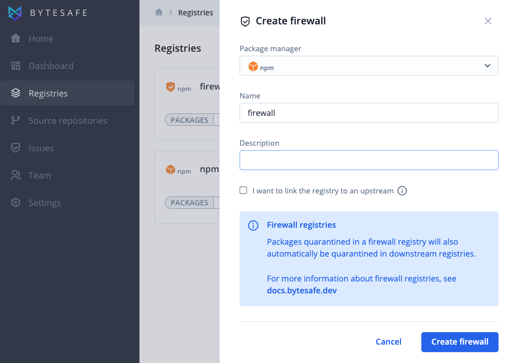 Create a firewall page