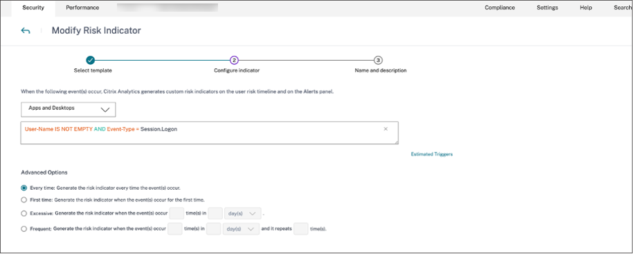 Setting Custom Risk Indicator