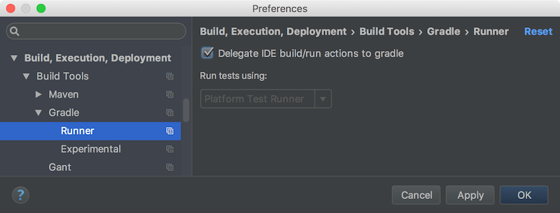 intellij delegate to build