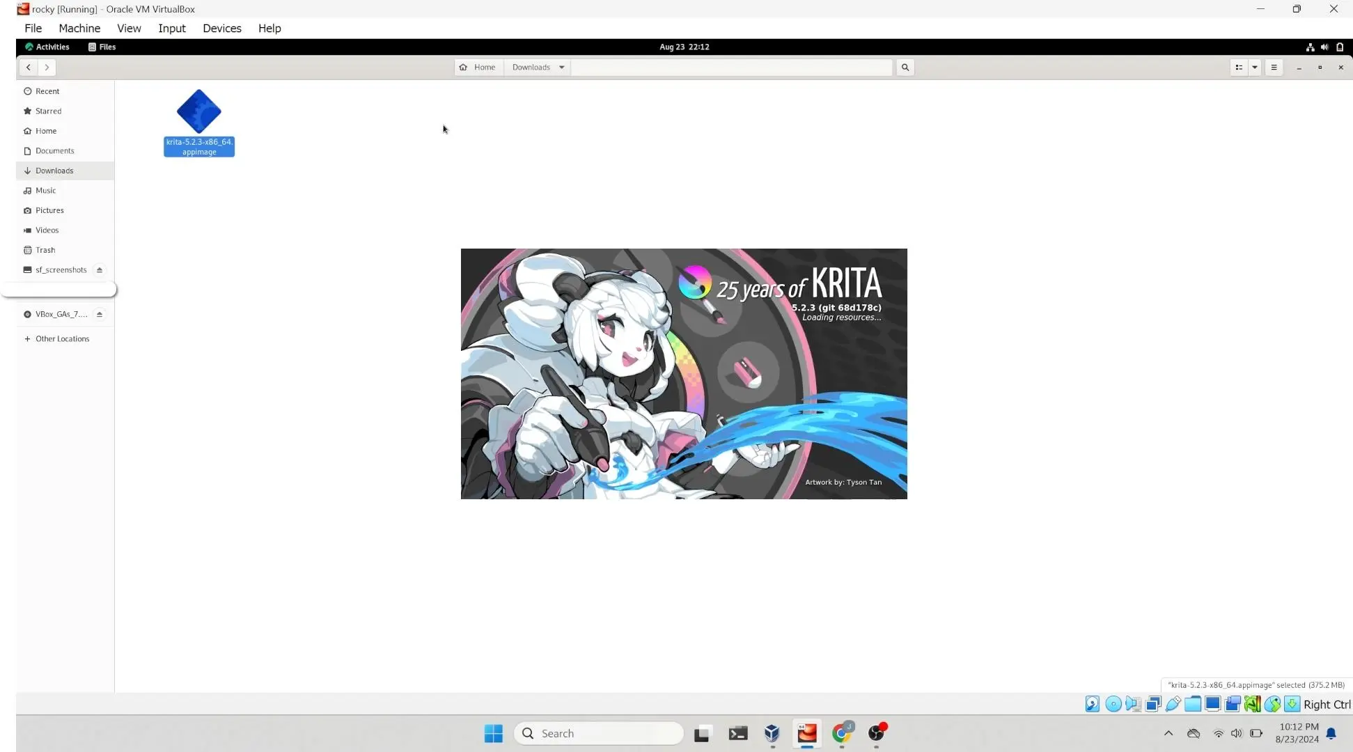 The Krita app launcher