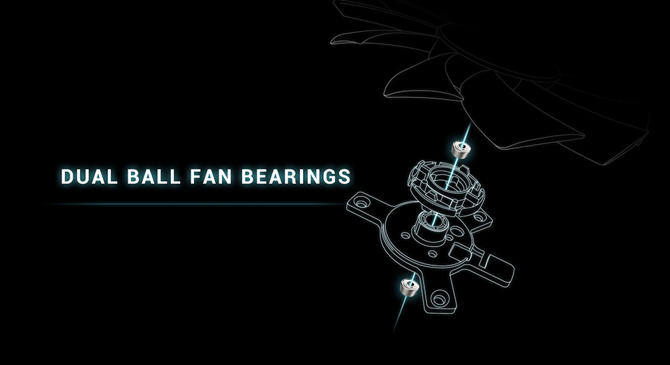 Dual ball fan bearing design line art