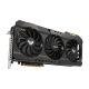 TUF GAMING AMD Radeon RX 6900 XT OC Edition graphics card, angled top down view, highlighting the fans, I/O ports