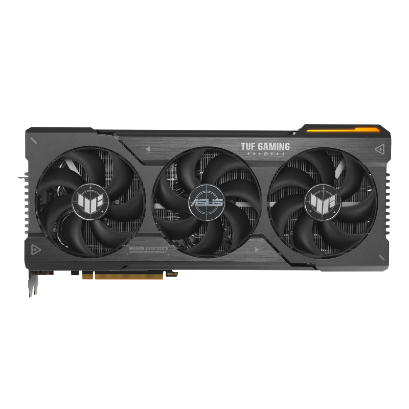 TUF Gaming AMD Radeon RX 7900 XTX graphics card with AMD logo, front view 