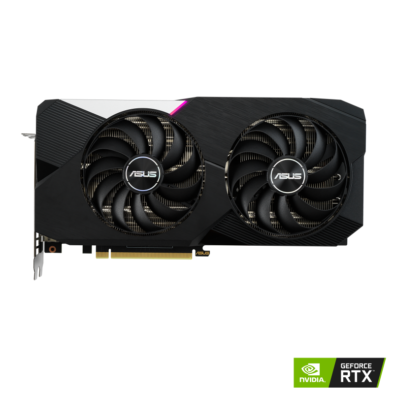 Dual GeForce RTX™ 3060 Ti V2 graphics card with NVIDIA logo, front view