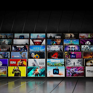 Rows of video game and application artwork arranged in a grid