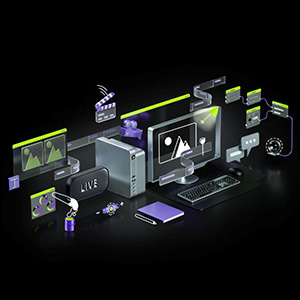 Artwork illustrating a large family of computer products