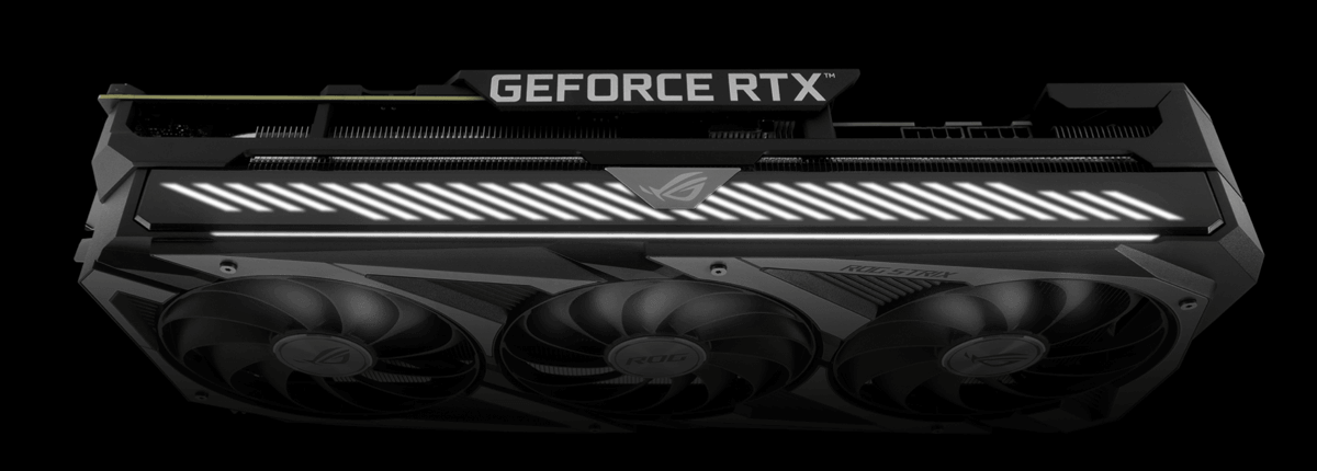 ROG STRIX RTX 3060 TI V2 side view with active ARGB lighting