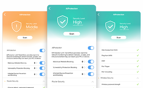 The one-tap security scan lets you easily check your network security status with the ASUS Router app.