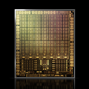 Graphic representation of an NVIDIA Ampere architecture chip