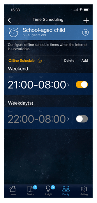 You can choose to set online or offline scree time for your kids.​