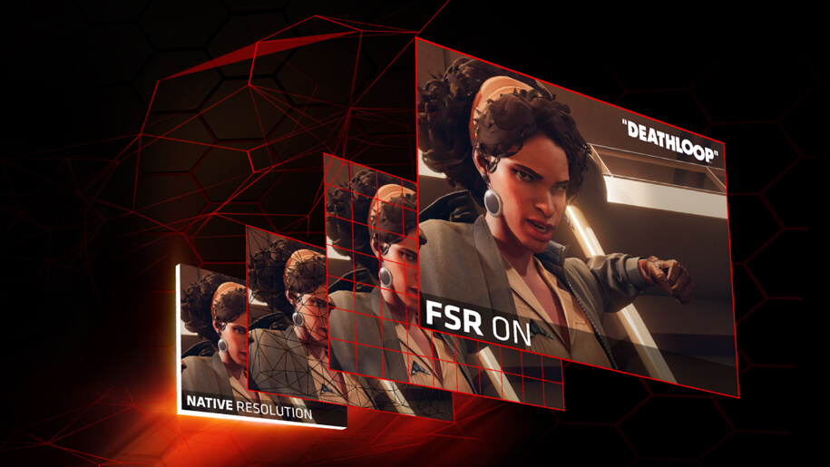 Illustration comparing AMD Fidelity FX Super Resolution to native resolution