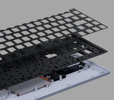 Two-layer sound dampening foam.