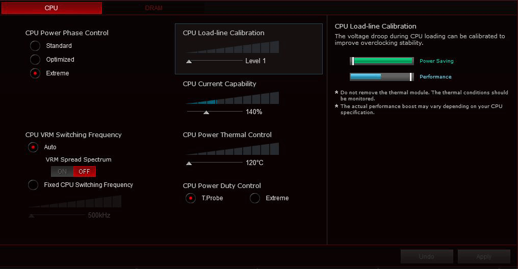 Screenshot of DIGI+ power control in AiSuite 3