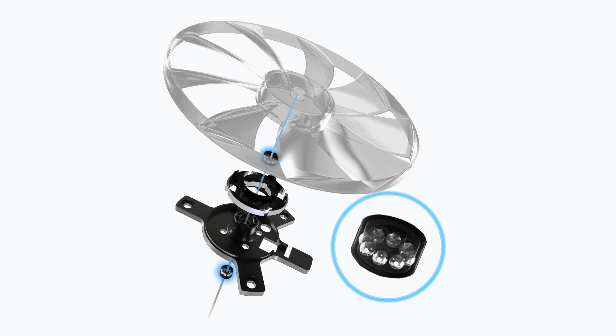 Dual ball fan bearing diagram.