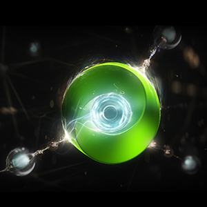 Abstract art featuring shiny green circle